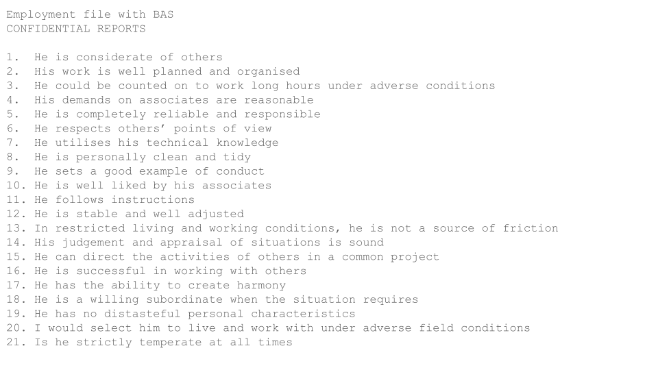 Employment file with BAS